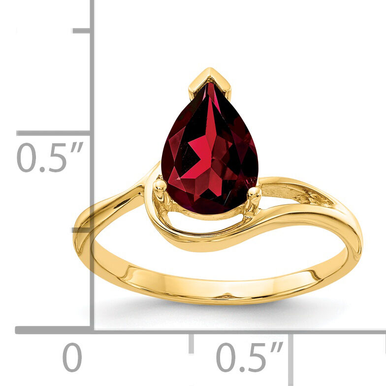14k 9x6mm Pear Garnet ring-Y4616GA