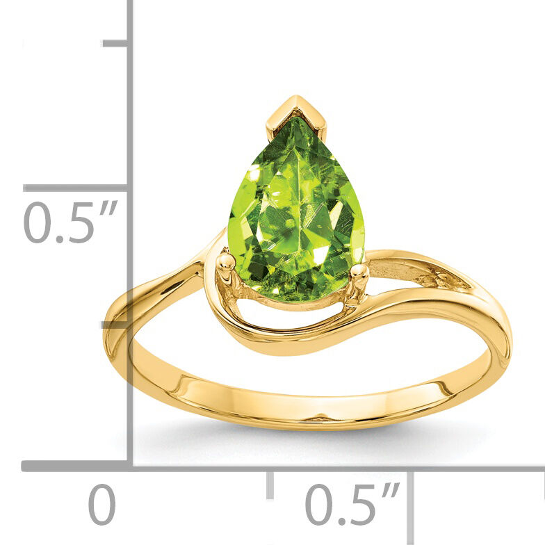 14k 9x6mm Pear Peridot ring-Y4616PE