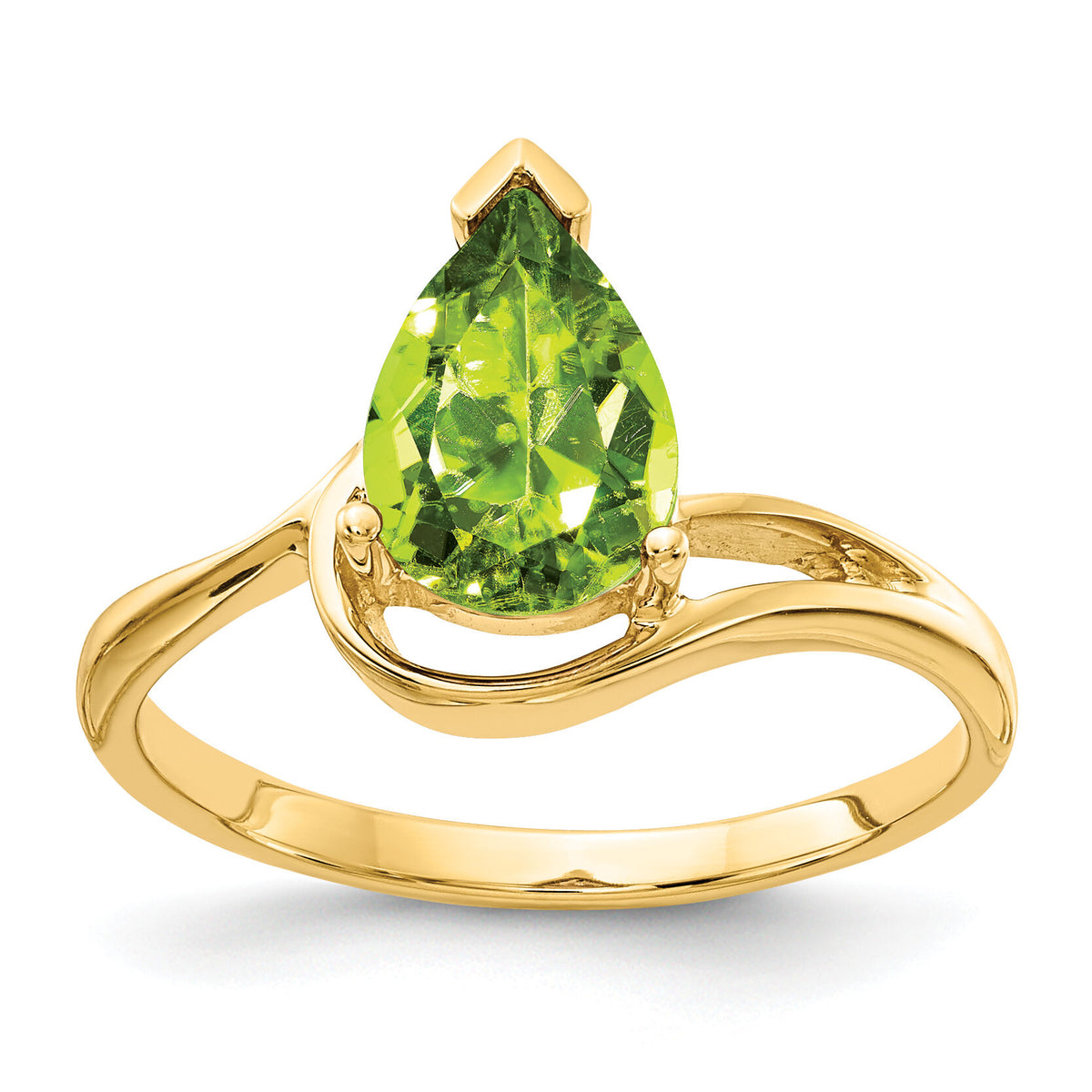 14k 9x6mm Pear Peridot ring-Y4616PE