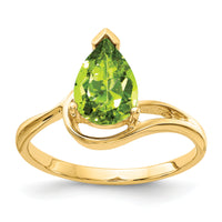 14k 9x6mm Pear Peridot ring-Y4616PE
