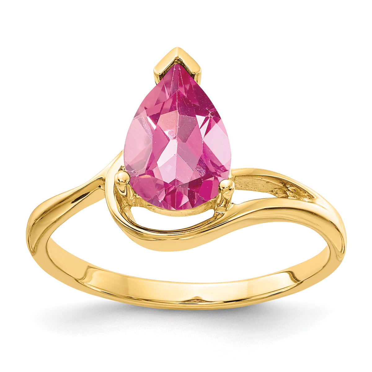 14k Pear Shaped Pink Tourmaline Ring-Y4616PT