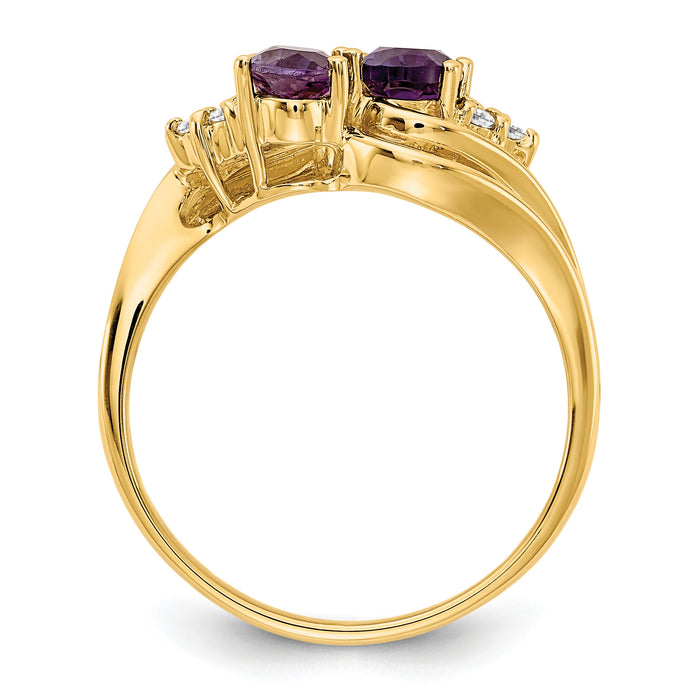 14k 6x4mm Oval Amethyst AA Diamond ring-Y4617AM/AA