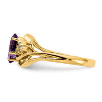 14k 6x4mm Oval Amethyst AA Diamond ring-Y4617AM/AA