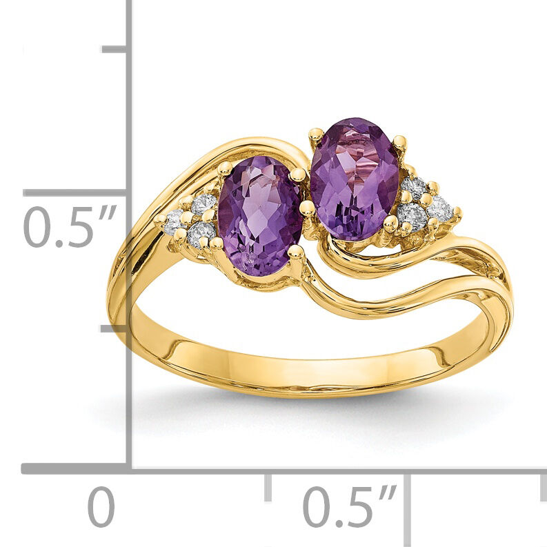 14k 6x4mm Oval Amethyst AA Diamond ring-Y4617AM/AA