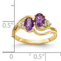 14k 6x4mm Oval Amethyst AA Diamond ring-Y4617AM/AA
