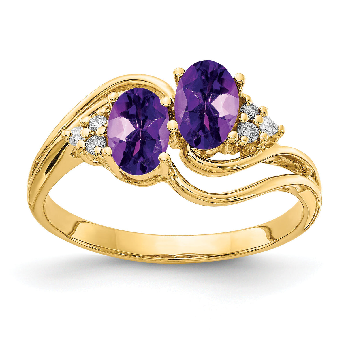 14k 6x4mm Oval Amethyst AA Diamond ring-Y4617AM/AA