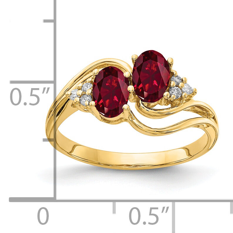14k 6x4mm Oval Created Ruby A Diamond ring-Y4617CR/A
