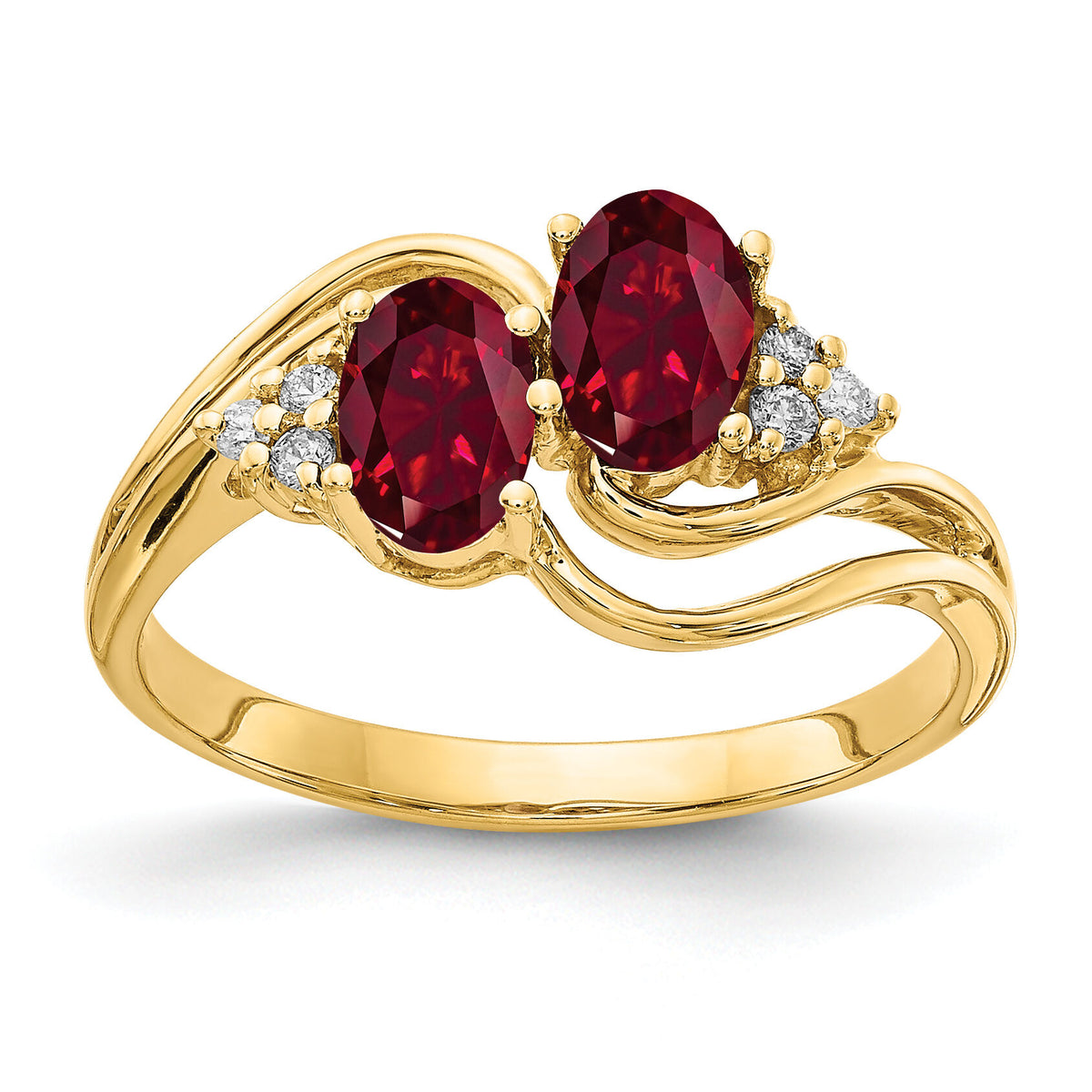 14k 6x4mm Oval Created Ruby A Diamond ring-Y4617CR/A