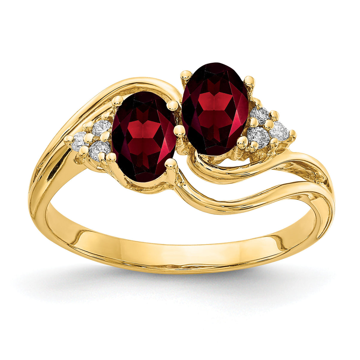 14k 6x4mm Oval Garnet AA Diamond ring-Y4617GA/AA
