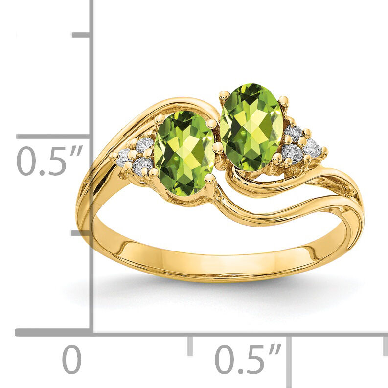 14k 6x4mm Oval Peridot AA Diamond ring-Y4617PE/AA