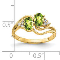 14k 6x4mm Oval Peridot AA Diamond ring-Y4617PE/AA