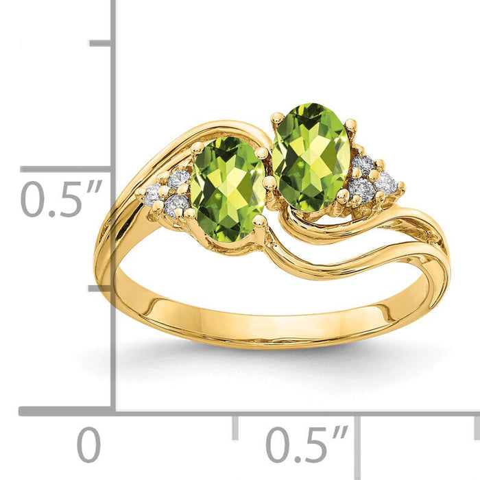 14k 6x4mm Oval Peridot AA Diamond ring-Y4617PE/AA