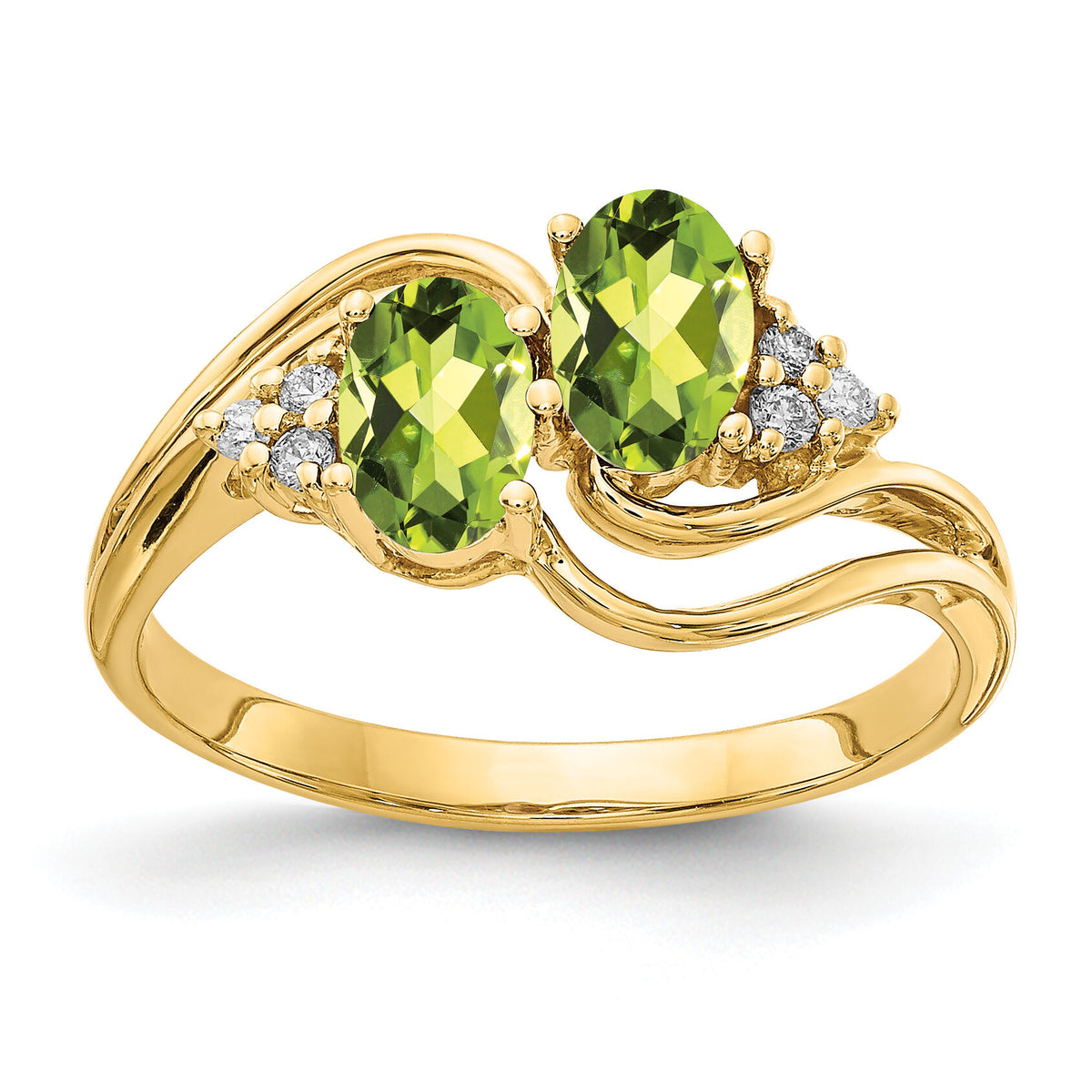 14k 6x4mm Oval Peridot AA Diamond ring-Y4617PE/AA