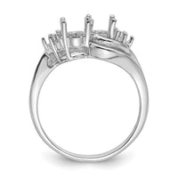 14k White Gold Diamond / Two 6x4 Oval Gemstone Ring Mounting-Y4618
