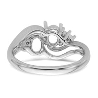 14k White Gold Diamond / Two 6x4 Oval Gemstone Ring Mounting-Y4618