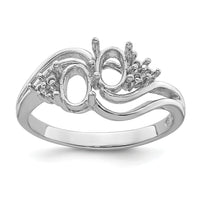 14k White Gold Diamond / Two 6x4 Oval Gemstone Ring Mounting-Y4618