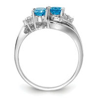 14k White Gold 6x4mm Oval Blue Topaz AA Diamond ring-Y4618BT/AA