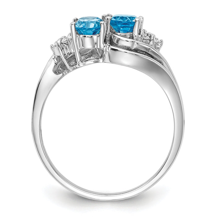 14k White Gold 6x4mm Oval Blue Topaz AA Diamond ring-Y4618BT/AA