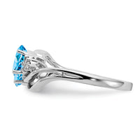 14k White Gold 6x4mm Oval Blue Topaz AA Diamond ring-Y4618BT/AA