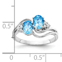 14k White Gold 6x4mm Oval Blue Topaz AA Diamond ring-Y4618BT/AA