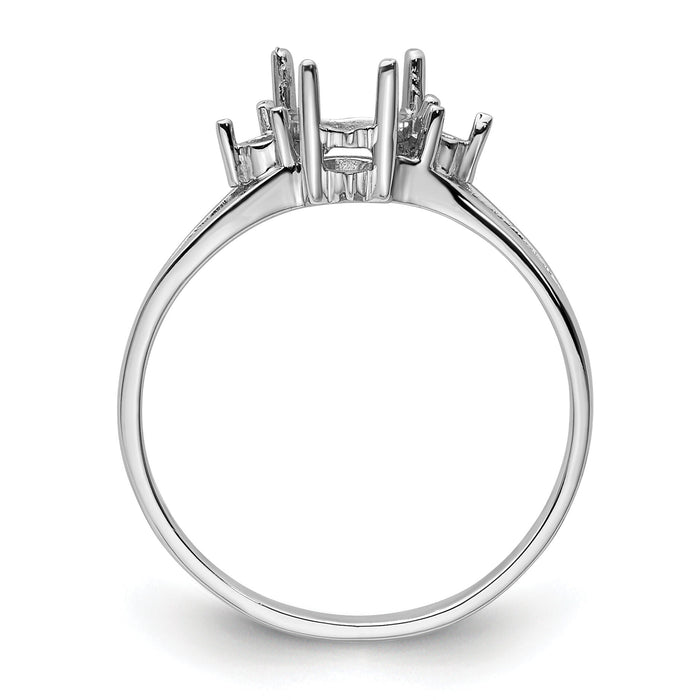 14k White Gold Diamond and 7x5 Pear Gemstone Ring Mounting-Y4626
