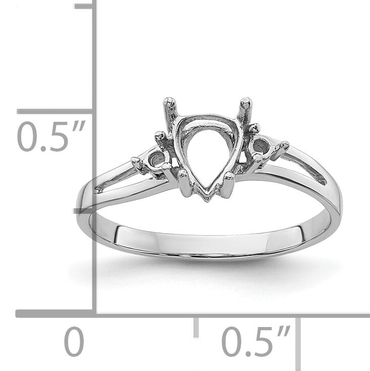 14k White Gold Diamond and 7x5 Pear Gemstone Ring Mounting-Y4626