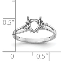 14k White Gold Diamond and 7x5 Pear Gemstone Ring Mounting-Y4626