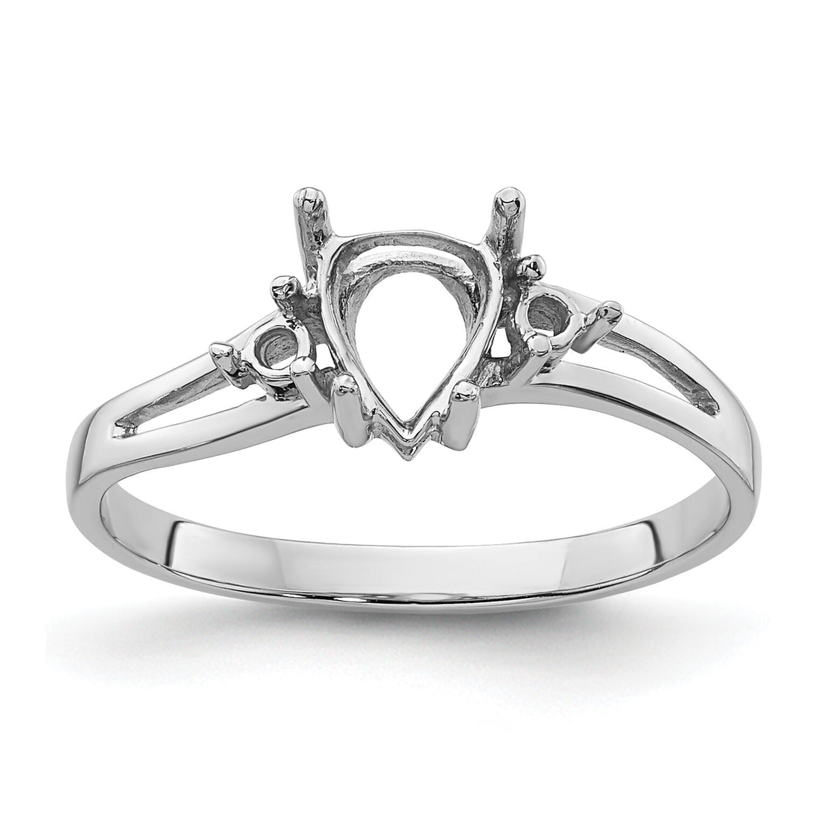 14k White Gold Diamond and 7x5 Pear Gemstone Ring Mounting-Y4626