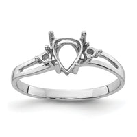 14k White Gold Diamond and 7x5 Pear Gemstone Ring Mounting-Y4626