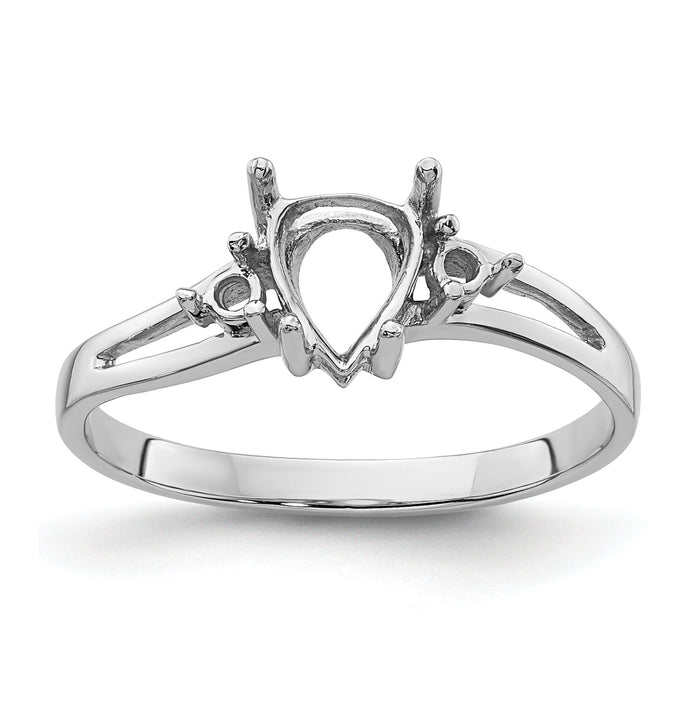 14k White Gold Diamond and 7x5 Pear Gemstone Ring Mounting-Y4626