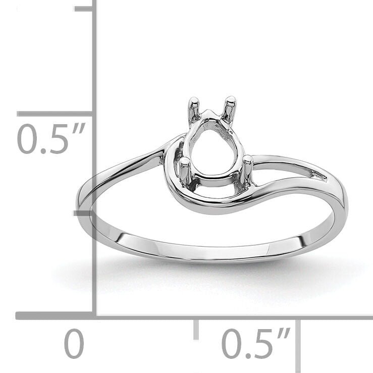 14k White Gold 6x4mm Pear Gemstone Ring Mounting-Y4627