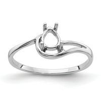 14k White Gold 6x4mm Pear Gemstone Ring Mounting-Y4627