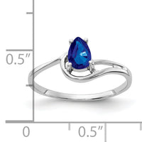 14k White Gold 6x4mm Pear Sapphire ring-Y4627S