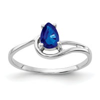 14k White Gold 6x4mm Pear Sapphire ring-Y4627S