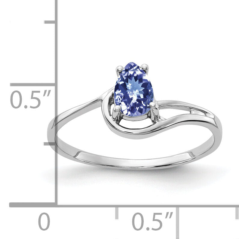 14k White Gold 6x4mm Pear Tanzanite ring-Y4627T