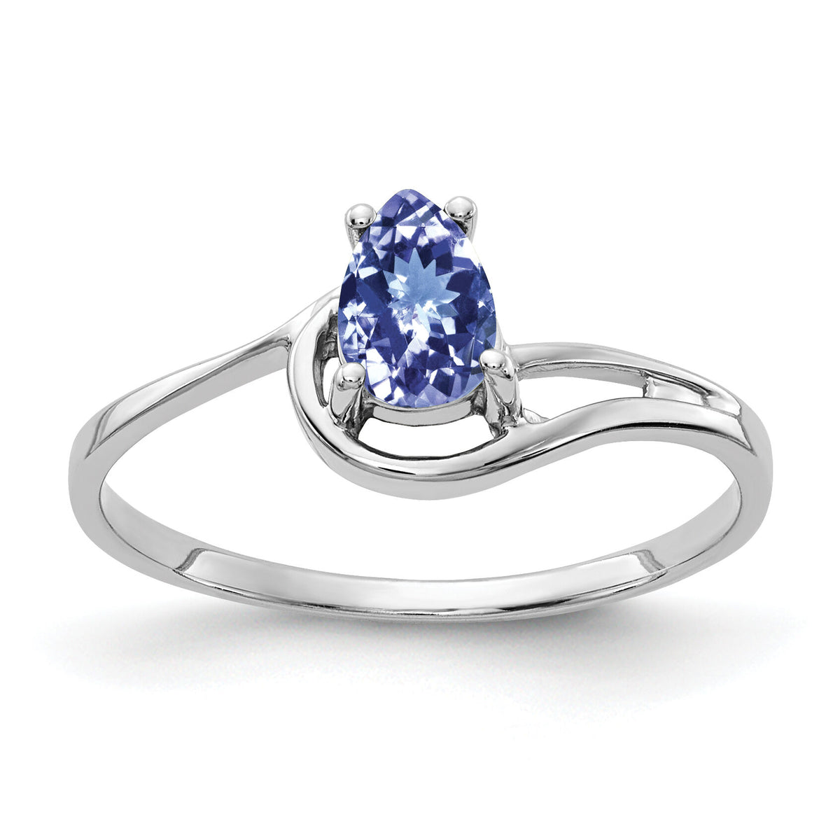 14k White Gold 6x4mm Pear Tanzanite ring-Y4627T