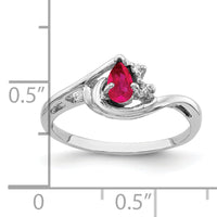14k White Gold 5x3mm Pear Ruby AA Diamond ring-Y4628R/AA