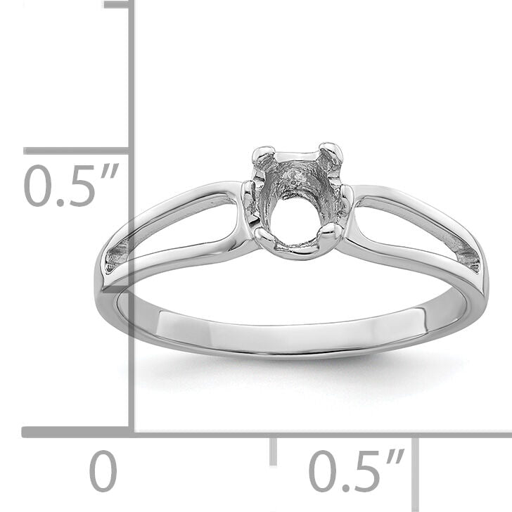 14k White Gold 6x4mm Oval Gemstone Ring Mounting-Y4634