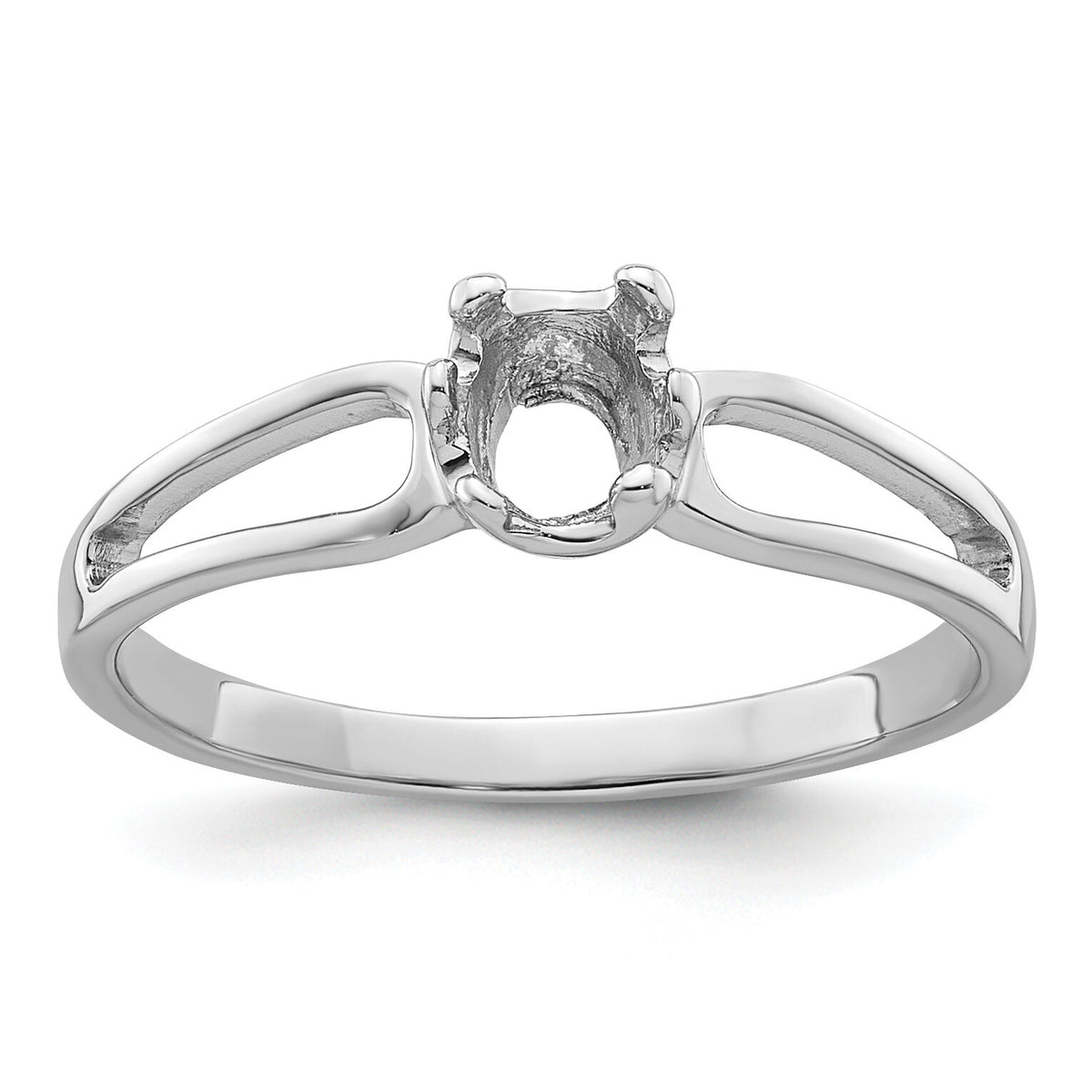 14k White Gold 6x4mm Oval Gemstone Ring Mounting-Y4634