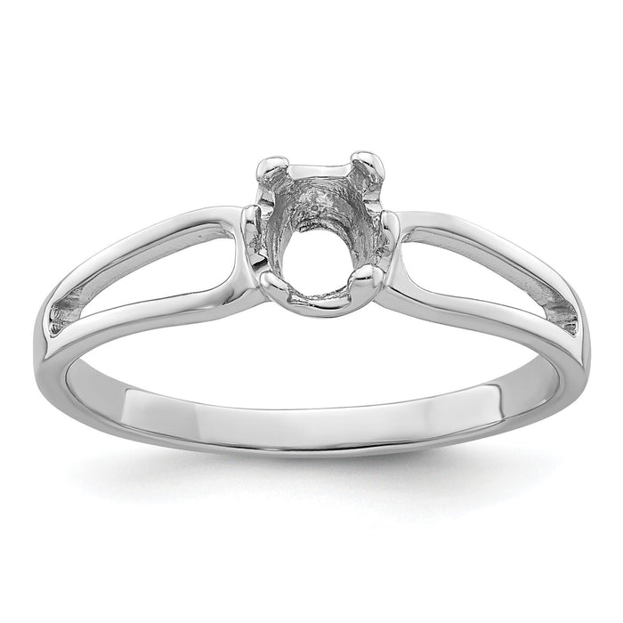 14k White Gold 6x4mm Oval Gemstone Ring Mounting-Y4634