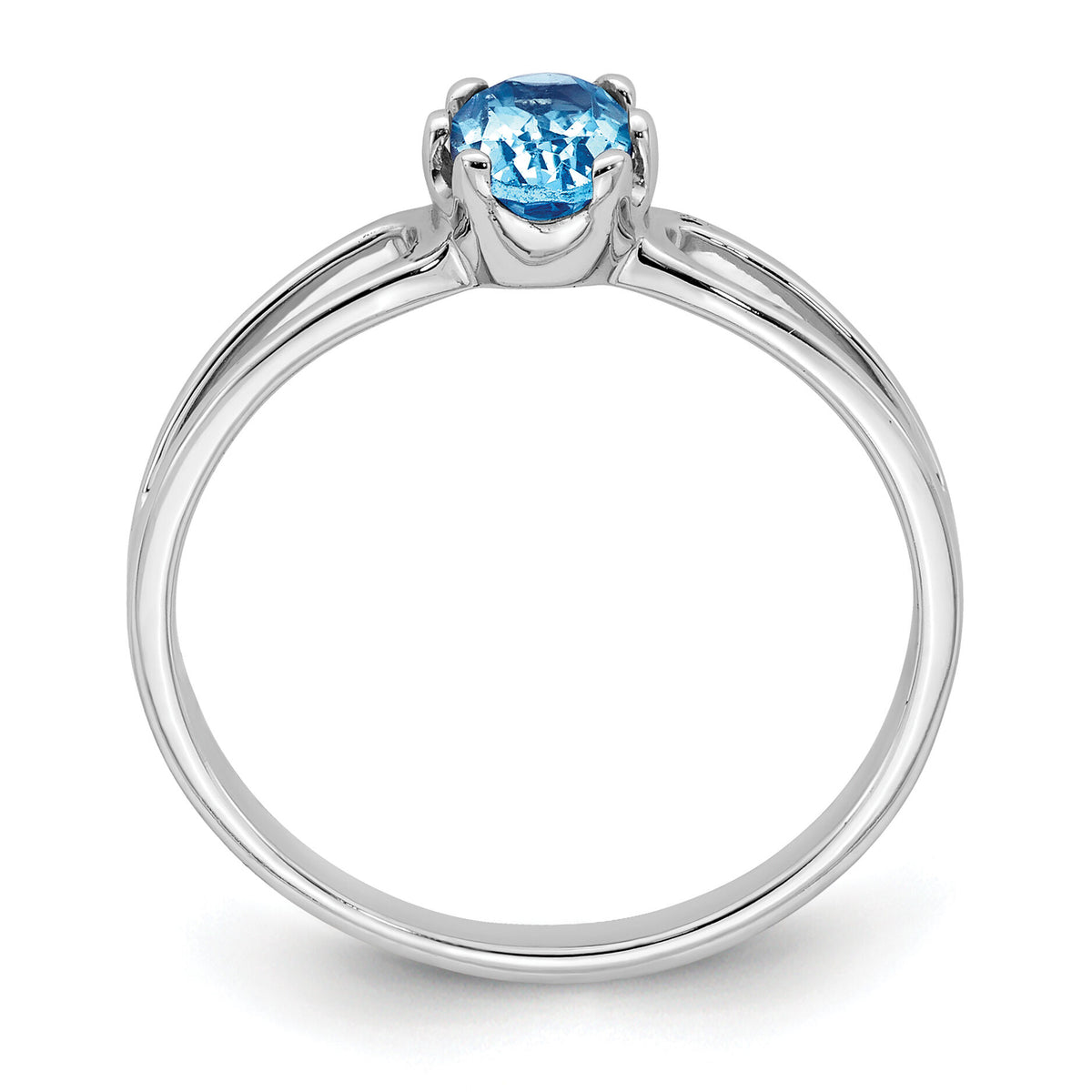14k White Gold 6x4mm Oval Blue Topaz ring-Y4634BT
