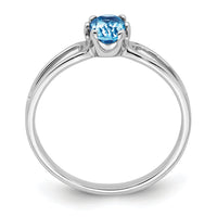 14k White Gold 6x4mm Oval Blue Topaz ring-Y4634BT
