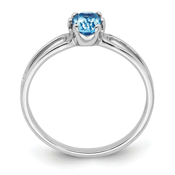 14k White Gold 6x4mm Oval Blue Topaz ring-Y4634BT