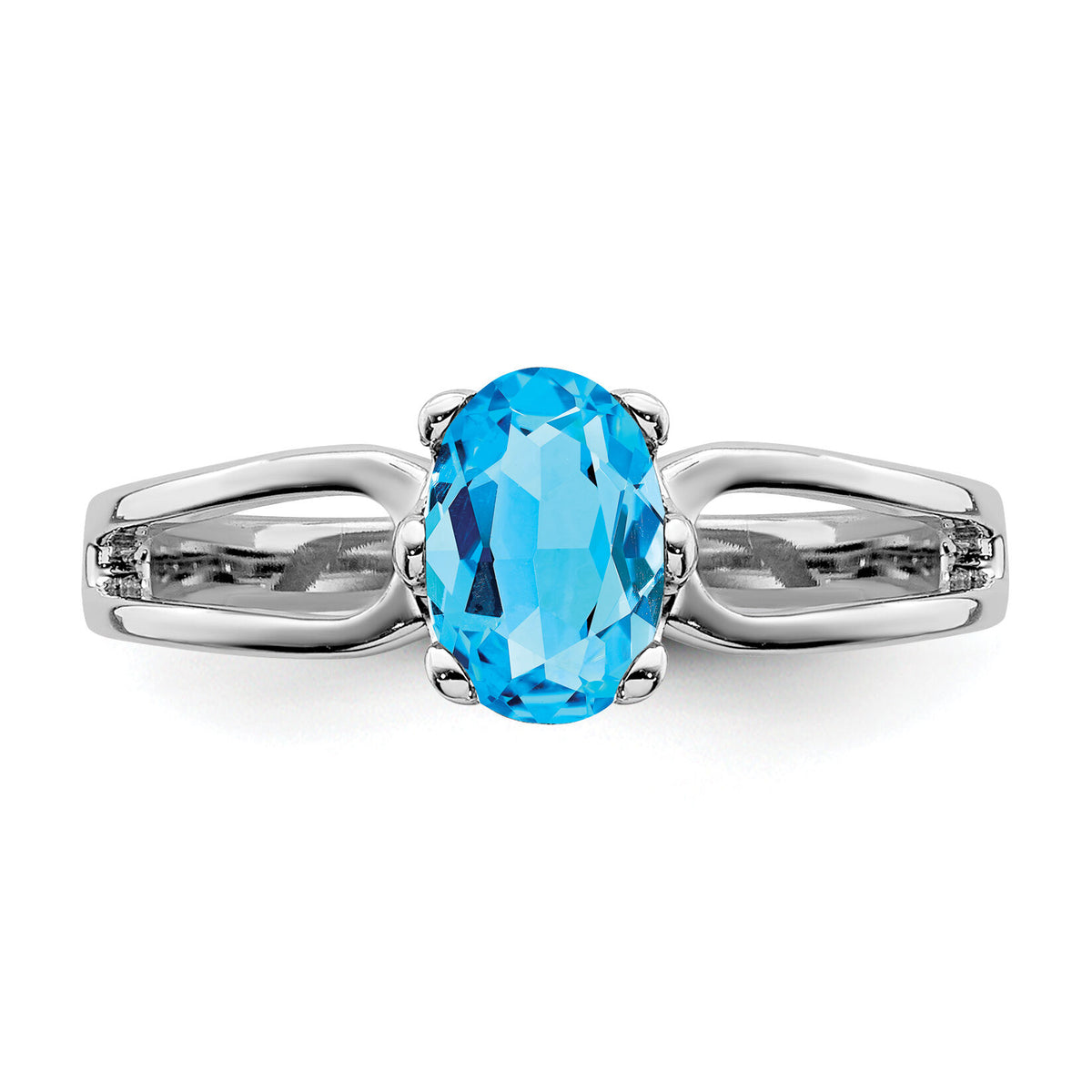 14k White Gold 6x4mm Oval Blue Topaz ring-Y4634BT
