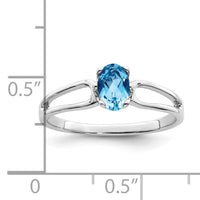 14k White Gold 6x4mm Oval Blue Topaz ring-Y4634BT