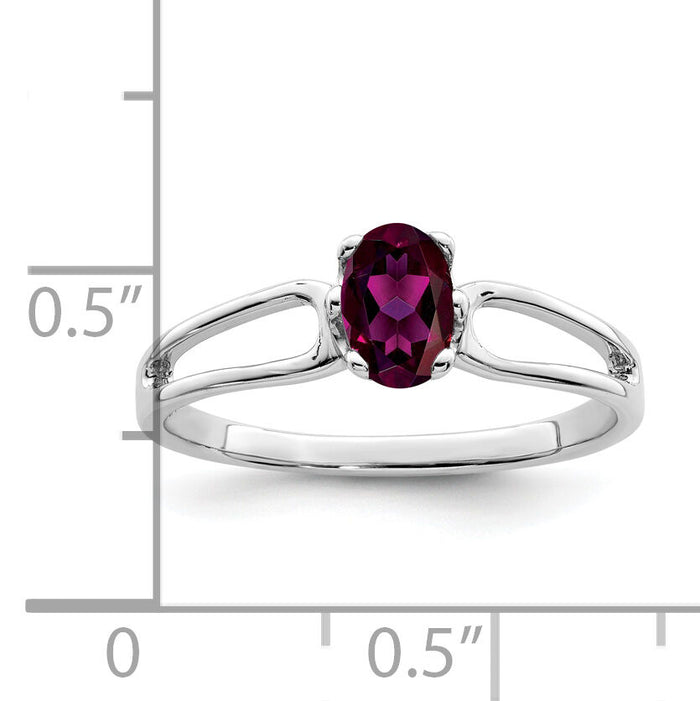 14k White Gold 6x4mm Oval Rhodolite Garnet ring-Y4634RG