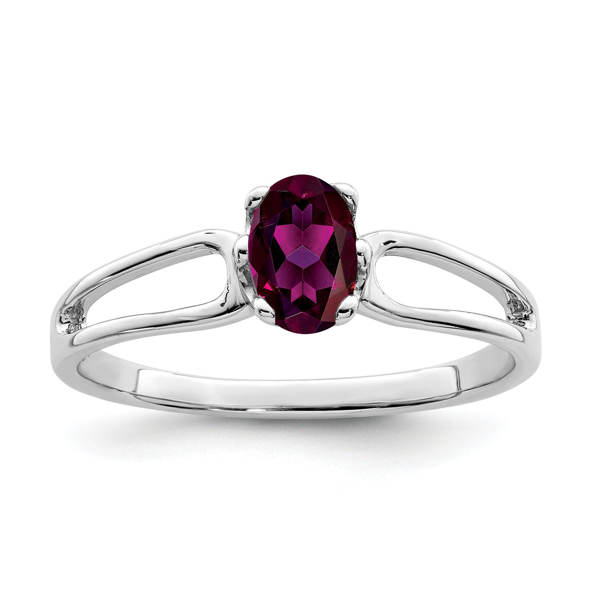 14k White Gold 6x4mm Oval Rhodolite Garnet ring-Y4634RG