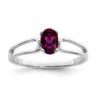 14k White Gold 6x4mm Oval Rhodolite Garnet ring-Y4634RG