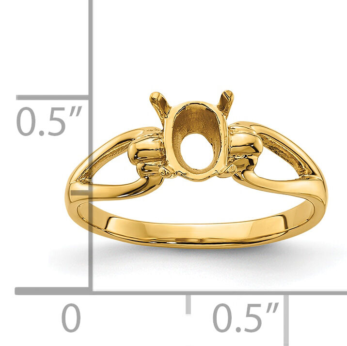 14k 7x5mm Oval Gemstone Ring Mounting-Y4641