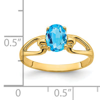 14k 7x5mm Oval Blue Topaz ring-Y4641BT